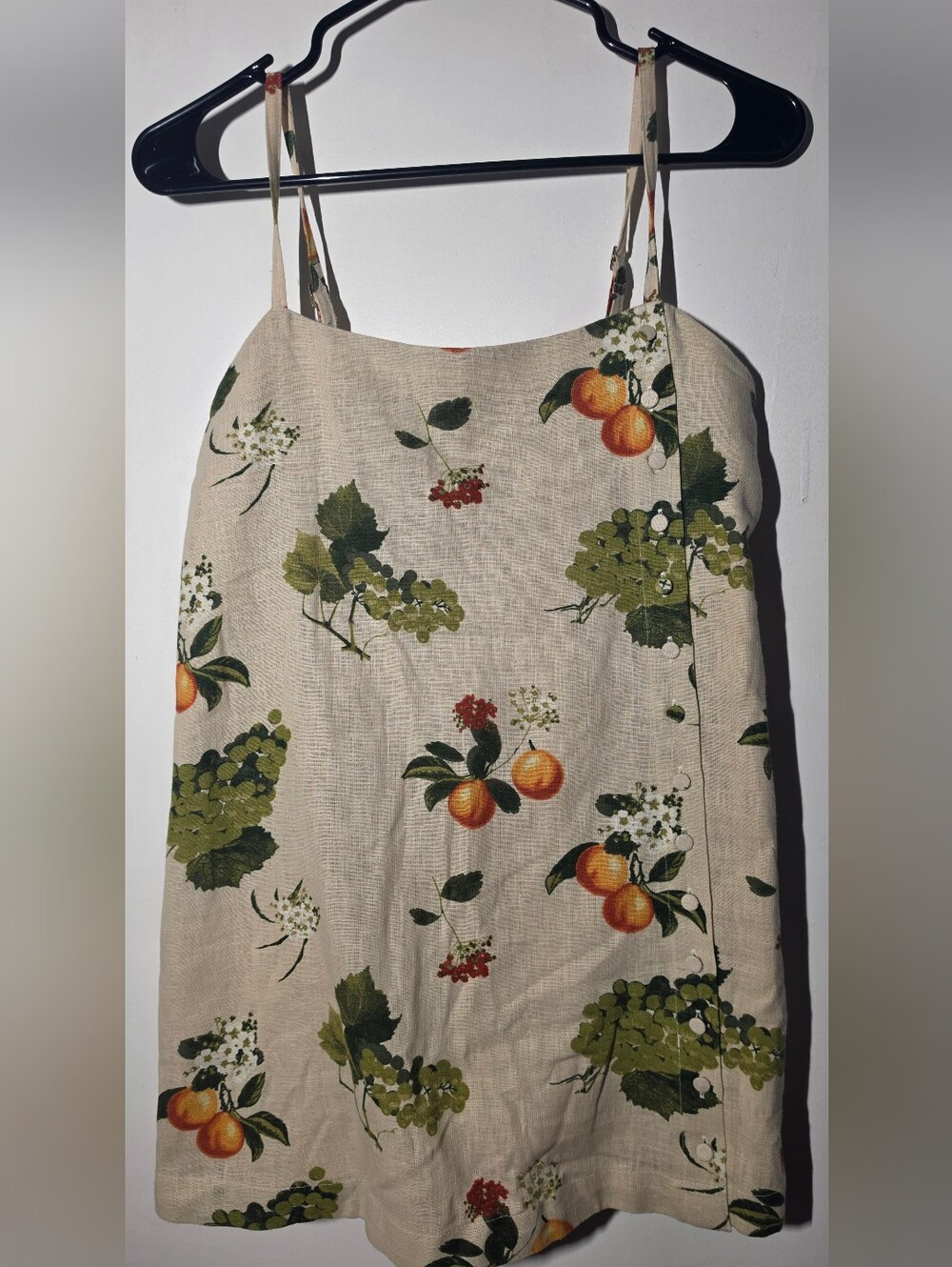 Abercrombie & Fitch Beige Floral Fruit Print Linen Romper